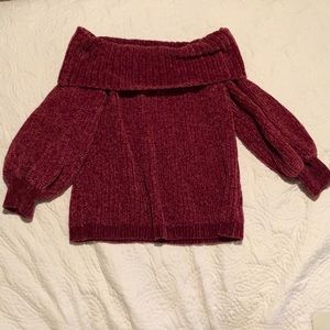 Pink Rose Knit Off the Shoulder Sweater